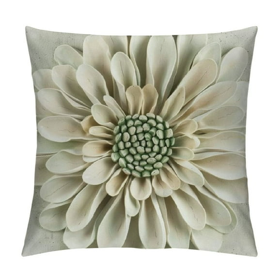JRXY Sunflower Handmade Throw Pillow Covers Decorative Floral Pillowcases Cushion Covers for Couch Living Room Home Decor Creamy White