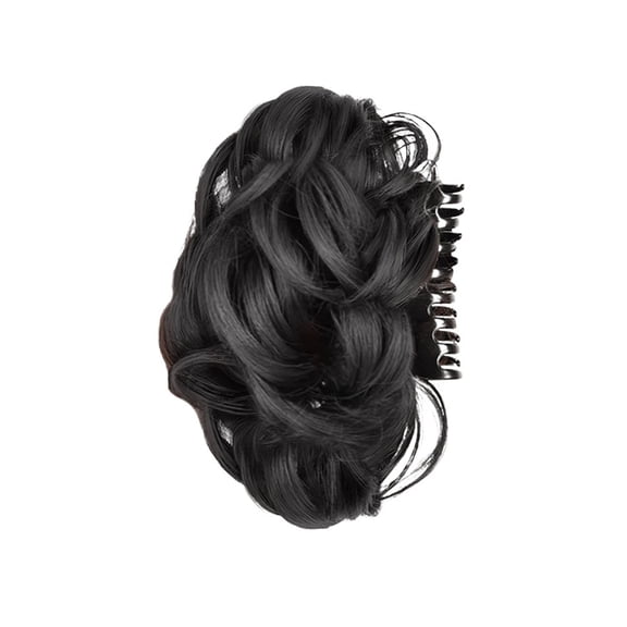 Synthetic Messy Bun Hair Extensions Claw Clip Wavy Curly Ponytail Hairpiece