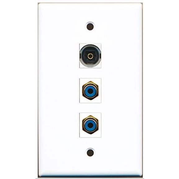 RiteAV - 2 Port RCA Blue and 1 Port Toslink Wall Plate