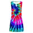 thumbnail image 4 of Wycnly Summer Dresses for Women Plus Size Beach Fashion Hollowed Swing Tunic Short Dresses Sleeveless Round Neck Tie-Dye Mini Sun Dress Hot Pink L, 4 of 5