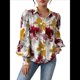 thumbnail image 3 of Camisas de Estilo Bohemio con Cuello en V, Botones y Mangas Largas con Estampado Floral para Mujer, para Otoño. Rojo y Amarillo S, 3 of 9