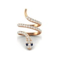 thumbnail image 2 of 925 Sterling Silver Rose Vermeil Snake Women Wrap Ring Natural Blue Sapphire Cobra Snake Rings, 2 of 4