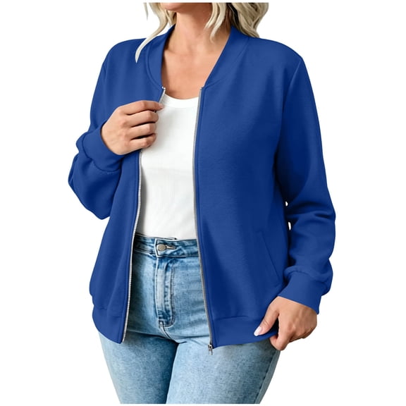 cocolona Sporty Sweatshirts for Women Long Sleeve Zipper Lightweight Solid Color Jackets Trendy Casual Fall Tops
