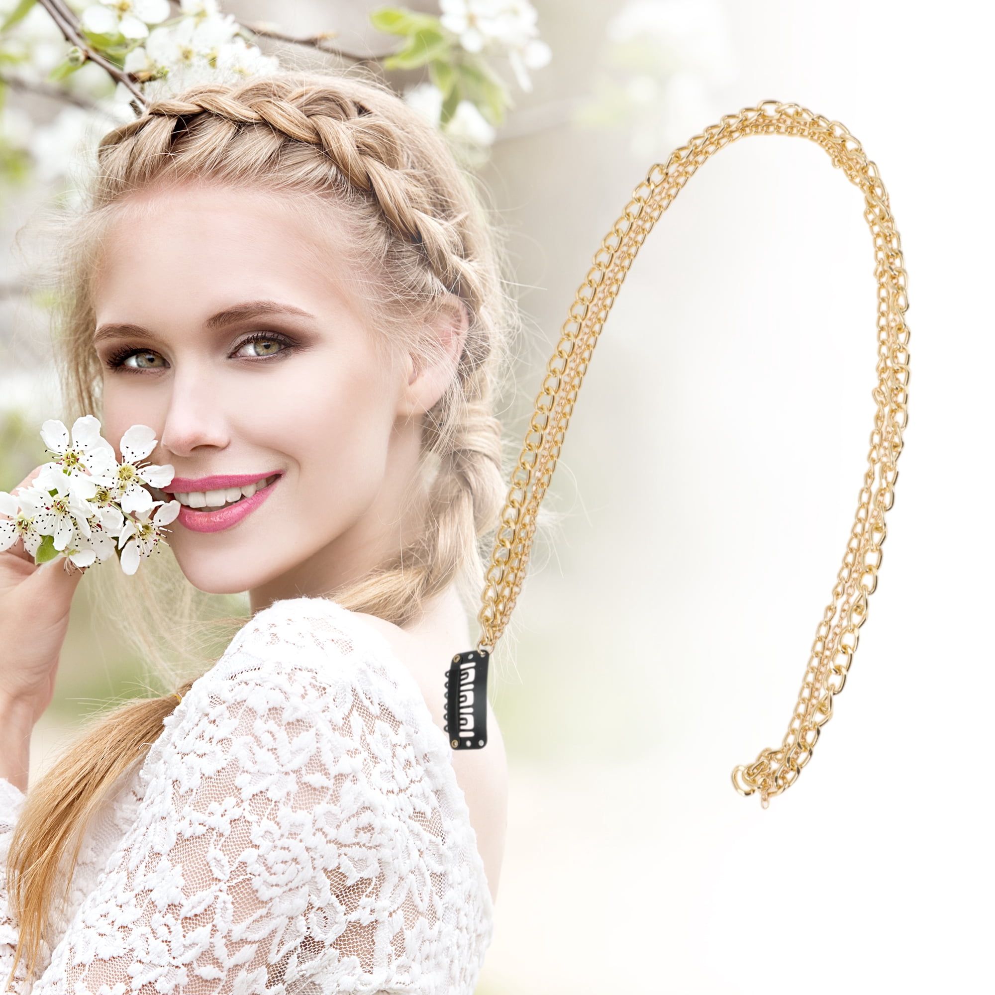 Unique Bargains Stylish Fashion Braided Hair Chain 1Pc for Elegant Looks Vintage Gold Tone