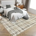 thumbnail image 5 of Funslane 6' x 9' Washable Plaid Area Rug, Modern Non-Slip, Stain-Resistant Floor Carpet for Bedroom, Living Room, Nursery, Dining Room & Dorm,  Beige, 5 of 6