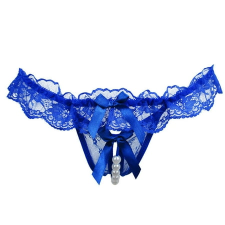 

2PC Thongs For Women Pack Seamless Women Girl Gauze Bowknot Beads Lace Panties Knicker Thong Lingerie Underwear