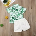 thumbnail image 4 of ITFABS Baby Boy's Short Sleeve Leaf Print Button Down T-Shirt Tops + White Shorts, 4 of 7