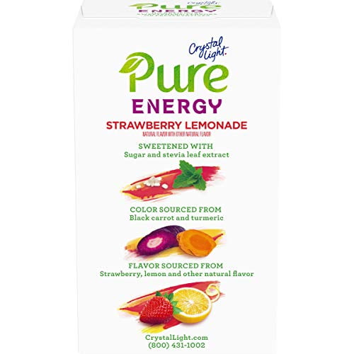 Pure Strawberry Lemonade Energy Drink Mix With Caffeine And B Vitamins (6 On-The-Go Packets)