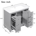 thumbnail image 3 of 36" Bathroom Vanity with Sink Combo, Modern Thickened Wood Bathroom Storage Cabinet with 4 Drawers & Soft Closing Door, Adjustable Shelves, Gray, 3 of 9