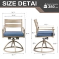 thumbnail image 2 of Pellebant Outdoor Patio Swivel Chairs Set of 2, Aluminum Frame with Wood Grain Finish, 360° Swivel Outdoor Dining Chairs with Sunbrella Cushion, Weather-Resistant for Patio and Garden (Blue), 2 of 8