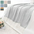 thumbnail image 3 of Textured Blanket Throw with Fringe,Decorative Knitted Throw with Tassels for Couch Gray 47"X 78", 3 of 7