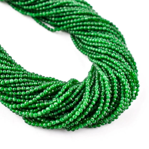 QNAVIC Green Quartz Gemstone Micro Faceted Rounds Beads Strand Drilled Stone Chakra Healing Crystals DIY Jewelry Making Wholesale Bulk Loose Supply Strand 30 Centimeter (1 Strand)