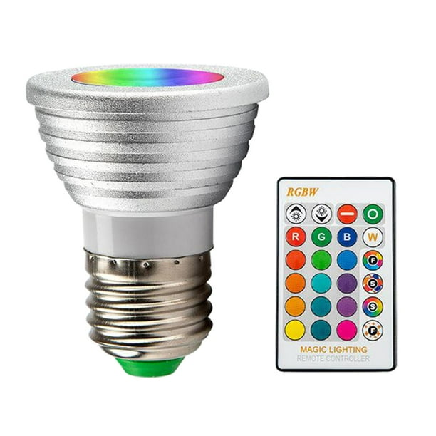 Bombilla LED RGB E27 de 5 W con control remoto y 16 colores cambiantes. Blanco