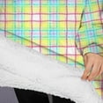 thumbnail image 3 of Oversized Wearable Blanket Hoodie,Colorful Grid Checkered Pattern Sherpa Blanket Hoodie with Super Pockets,Super Warm Fuzzy Pullover for Women & Men, 3 of 6