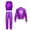 Purple, variant on TiaoBug Kids Girls Metallic Hip Hop Dance Outfits Shiny Crop Top with Bomber Jacket and Pants Set Silver 8