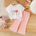 thumbnail image 5 of UAYOTSE Baby Girls Colorful 3D Flower Set With Ribbed Cotton Flared Pants Stylish Two Piece Set,Sizes 2-3 Years, 5 of 8