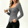thumbnail image 7 of yillto Womens Sweaters Scoop Neck Lightweight Ribbed Knit Long Sleeve Slim Stretchy Sweater Tops, 7 of 7