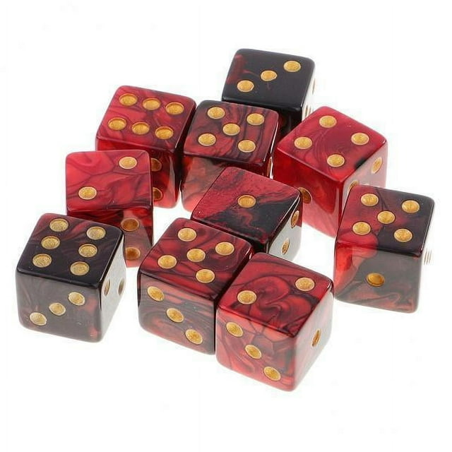 Bunblic 5-6pack 10 Pieces Six Sided D6 Dice Digital Dices Set for RPG Game Red Black 5 Pcs
