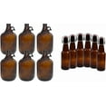 thumbnail image 7 of 1 Gallon (128 oz) Amber Glass Jug With 38mm Cap with Pack of 6 Amber 16-20oz Growlers with Flip Top Airtight Silicone Seal For Beverages, Oil, Vinegar, Kombucha, Beer, Water, Soda, Kefir, 7 of 7