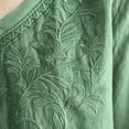 thumbnail image 5 of Kukoosong Women's Vintage Embroidered T-Shirts Solid Color Elbow-Length V-Neck Linen Pullover for Summer, Loose and Bohemian Tee Shirt for Women, 5 of 6
