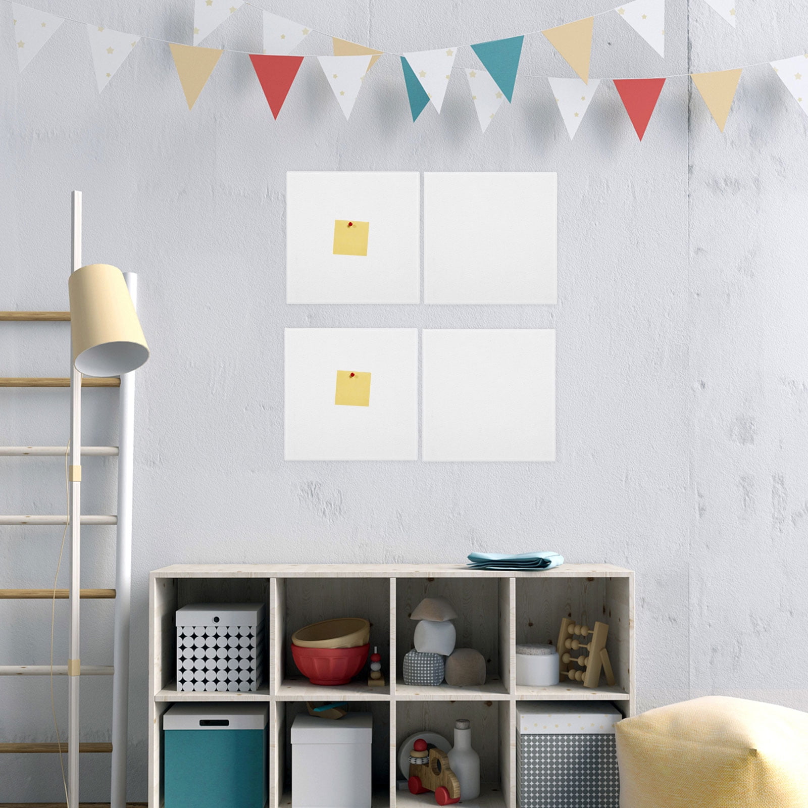PartyKindom 6Pcs Felt Bulletin Boards White for Photo Display Message Board Wall Hanging with Acoustic Panels