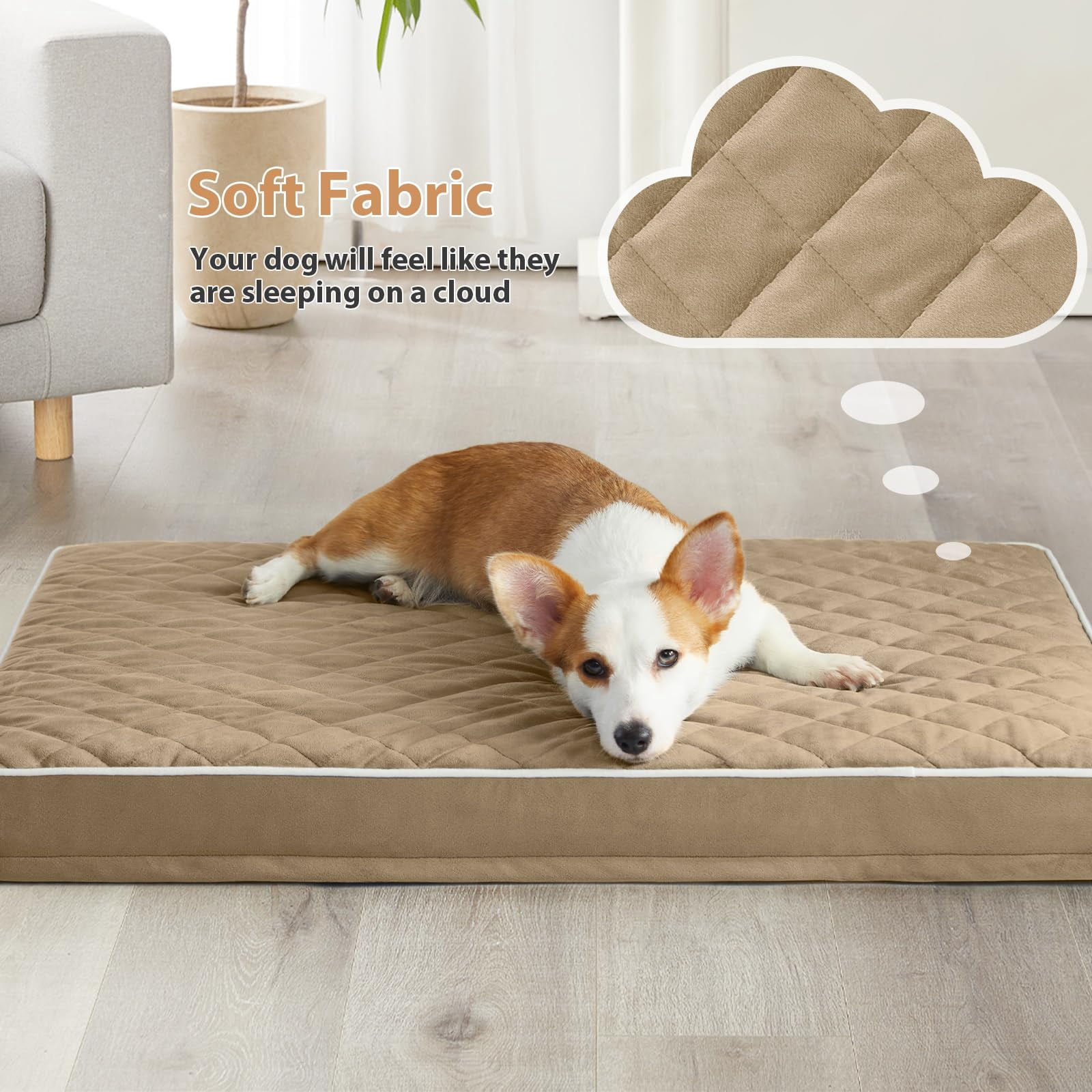 Xl Dog Beds Large Sized  Waterproof Extra Dogs Bed With Removable Washable Cover Multi-needle Quilting Crate