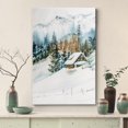 thumbnail image 2 of Canvas Print Wall Art Woodland Nursery Decor Log Cabin Winter Snow Mountain Forest Nature Illustrations Modern Art Decorative Landscape Colorful for Living Room, Bedroom, Office - 12"x18", 2 of 4