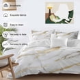thumbnail image 3 of 3 Piece Modern White Gold Duvet Cover Set California King, Microfiber Comforter/Quilt Cover with Corner Ties and 2 Pillowcases, Abstract Marble Geometric All Season Soft Bedding with Zipper Closure, 3 of 8