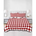 thumbnail image 2 of Quilt King Size Bedding Set, Red Plaid Reversible Summer Quilt 3 Pieces, Modern Minimalist Geometric Gingham Checkered Lightweight Bedspreads Coverlets with 2 Pillow Shams for All Seasons, 2 of 5