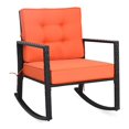 thumbnail image 1 of Pemberly Row Contemporary Rattan and Iron Patio Rocking Chair in Black, 1 of 9