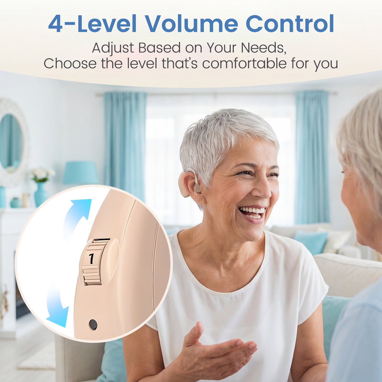 ELCTRTICI Rechargeable Hearing Aids for Seniors, Digital Hearing Aids for Ears, Pair, VHP-1721, Beige