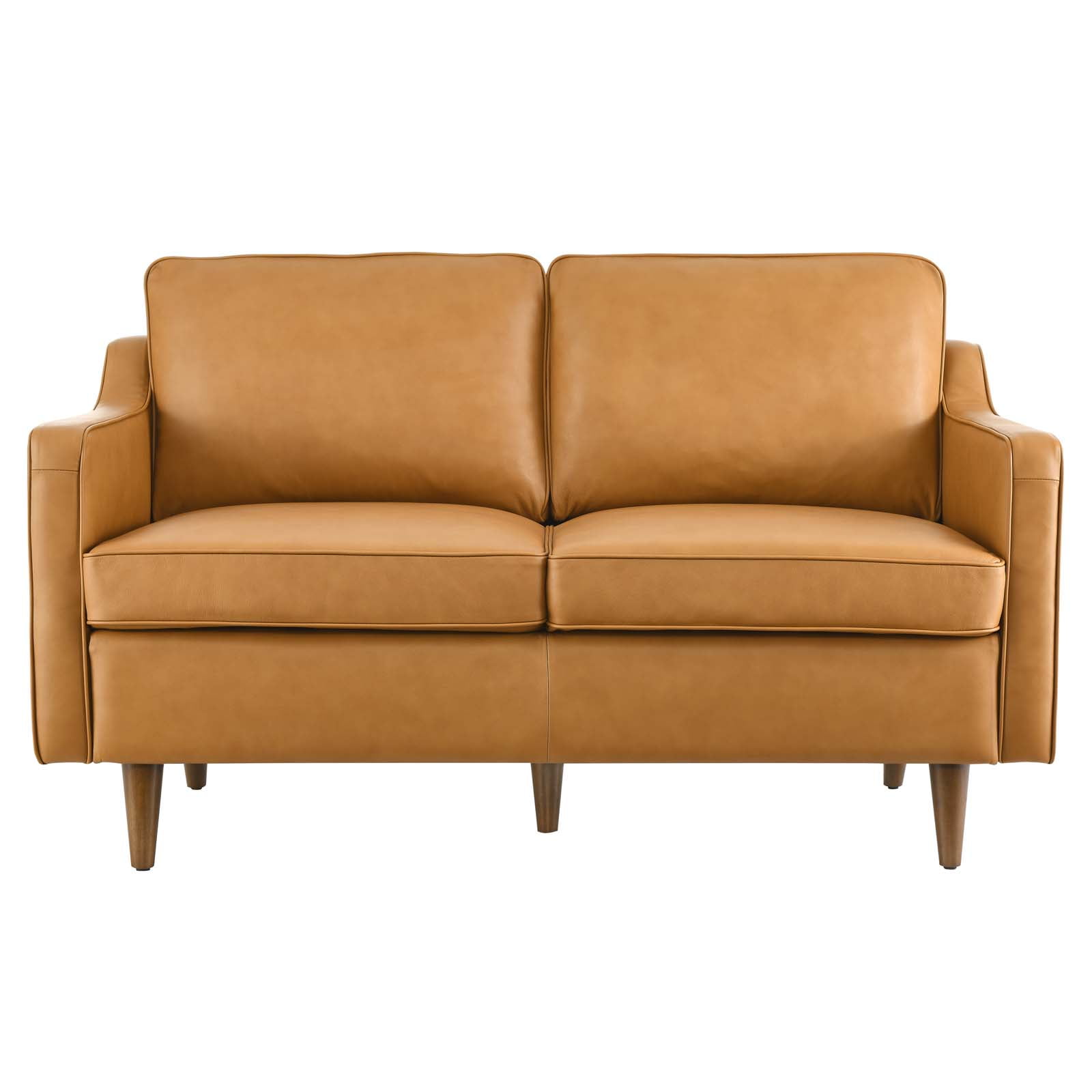 Modway Impart Genuine Leather Loveseat in Tan
