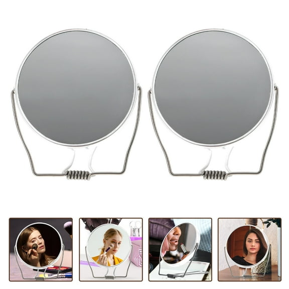 ROSENICE 2Pcs Double sided Hand Makeup Mirror Folding Cosmetic Mirror Makeup Mirror with Handle