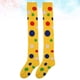 thumbnail image 4 of 1 par de medias de payaso para cosplay con estampado de lunares, calcetines largos por encima de la rodilla, para fiestas, disfraces, espectáculos y baile (amarillos), 4 of 6