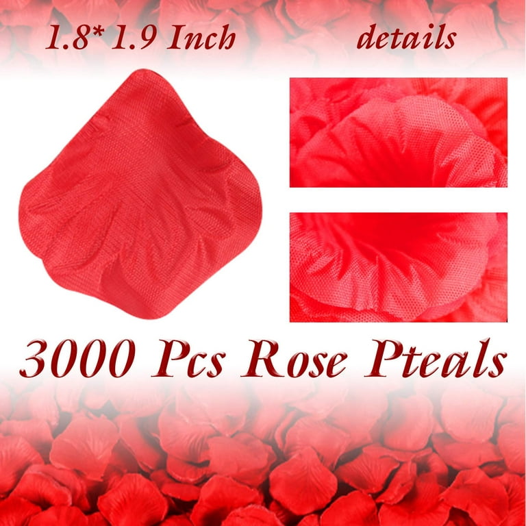 clberni 3000 Pcs Rose Petals Artificial Flower Petals Silk Rose Petals Decorations for Valentines,Wedding,Romantic Night,Party, Size: 6.85 x 3.35 x 1.93, Pink