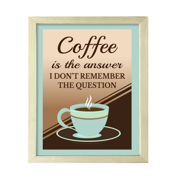 Designs ByLITA Coffee Is The Answer I Don't Remember The Question, 5 x 7 Black Framed Wall Art Print | Funny Home Decor