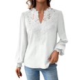 thumbnail image 3 of HAJWOH Womens Tops Dot Boho Long Sleeve Shirts V Neck Casual Chiffon Blouses Flowy Lace Hem Cute Clothing Trendy 2026, 3 of 6