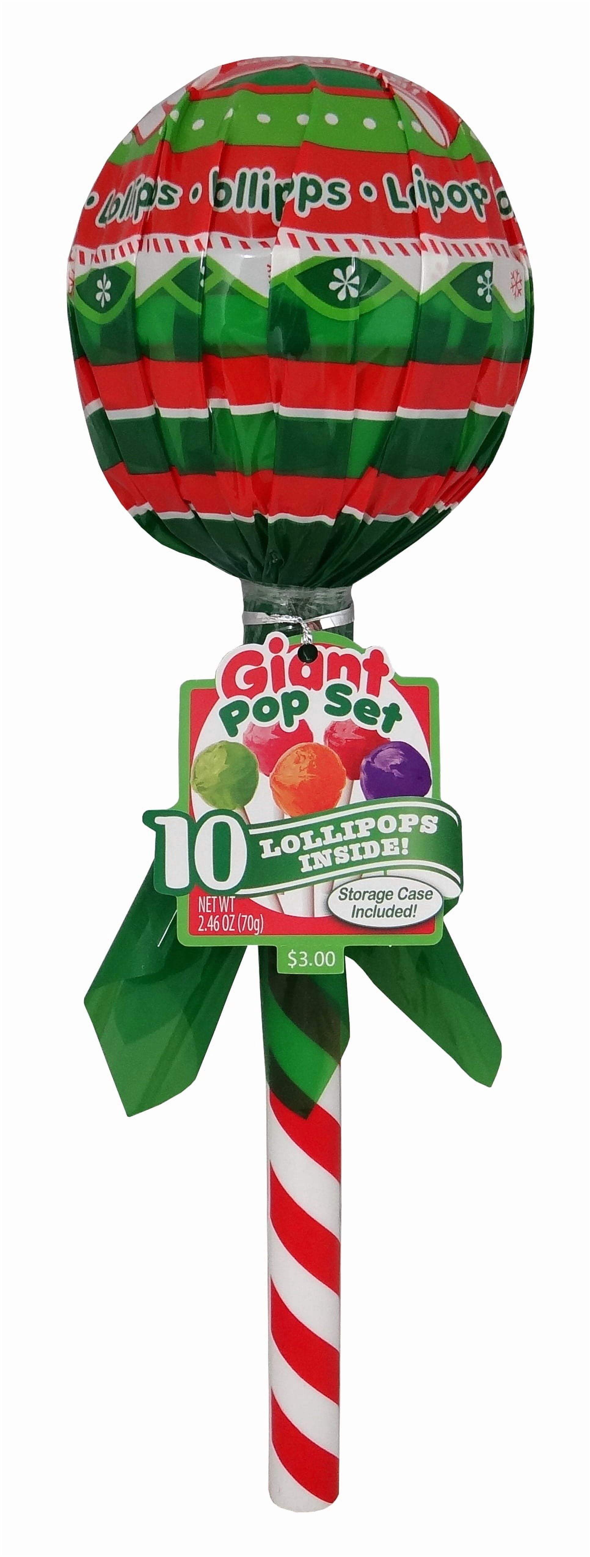 (5 pack) Giant Pop with 10 Lollipop Sticks Inside by Dat'l Do-it, Christmas Red, 2.46 oz, 1 Ct