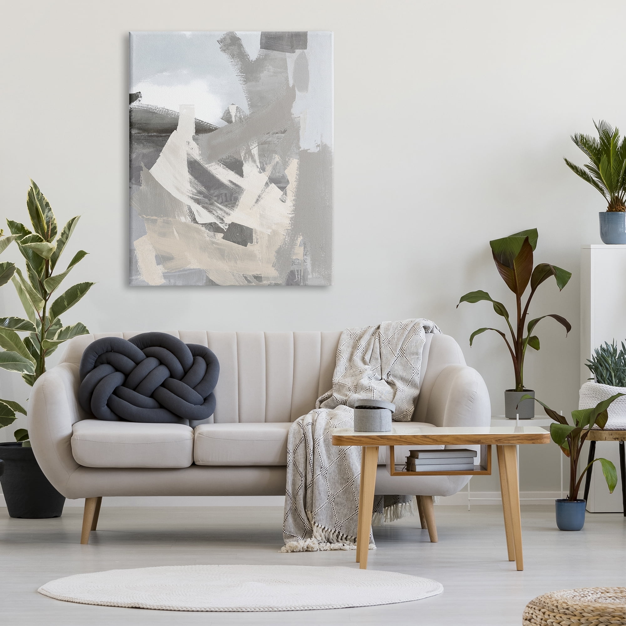 Stupell Industries Chaotic Grey Painting Abstract Painting Gallery Wrapped Canvas Art Print Wall Art, 36 x 48