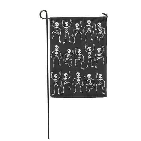 LADDKE Cartoon of Dancing Skeletons Black Halloween Skull Garden Flag Decorative Flag House Banner 12x18 inch