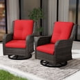 thumbnail image 3 of MeetLeisure 2 PCS Swivel Patio Chairs Set, Wicker Furniture with High Back, Deep Seating, Wide Armrest, Thick Cushions for Deck Porch, Red, 3 of 11