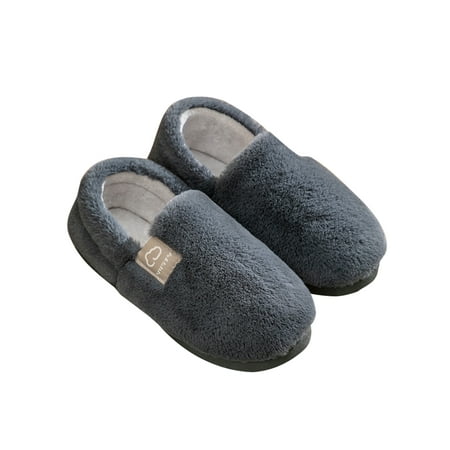 

Rotosw Mens House Shoes Fluffy Plush Slipper Slip On Winter Warm Slippers Non-slip Faux Fur Home Shoe Bedroom Lightweight Gray 10.5-11