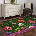 thumbnail image 3 of Spring Flowers Area Rugs 3'x5', Washable Small Throw Rugs for Living Room Bedroom, Purple Boho Farmhouse Botanical Florals Indoor Outdoor Rug Non-Slip Low Pile Carpet Runner Reversible Floor Mats, 3 of 8