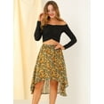 thumbnail image 3 of Falda Floral Midi de Gasa Lúrex Allegra K Amarillo Talla M, 3 of 6