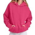 thumbnail image 4 of Fewfanhot Womens Hoodies Fall Hooded Sweatshirts Long Sleeve Half Zip Cropped Hoodies Pullover Winter Fashion Clothes, 4 of 10