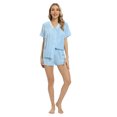 thumbnail image 5 of Xmarks Soft Pajamas Set Women's Short Sleeve Button Sleepwear Shorts Shirt PJ Set Blue XL, 5 of 6
