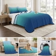 thumbnail image 6 of Full Quilt Set 78''x90'', Teal Blue Ombre Lightweight Bedspread Coverlet Set with 2 Pillow Shams, Modern Abstract Art Gradient Breathable All Season Quilt Bedding for Bedroom/Guest Room, 6 of 9