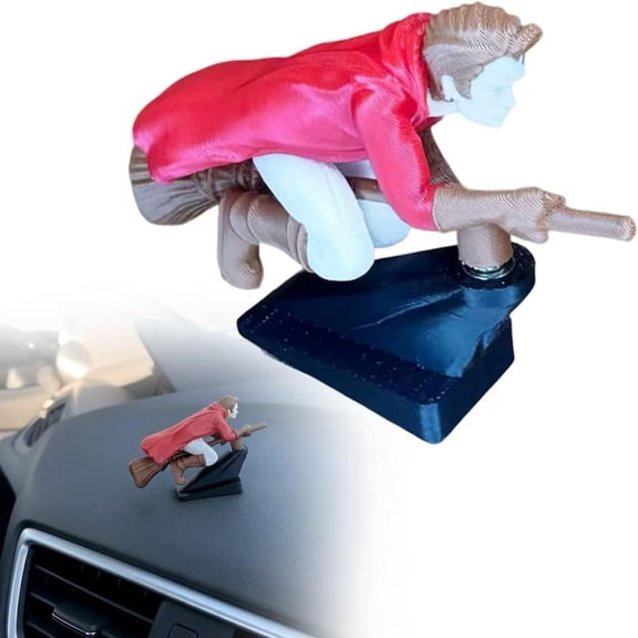 Wizard Broomstick Dashboard Ornament, Motion Activated Car Decor That Drifts & Spins, New Fun Fantasy Gifts for Car Enthusiasts