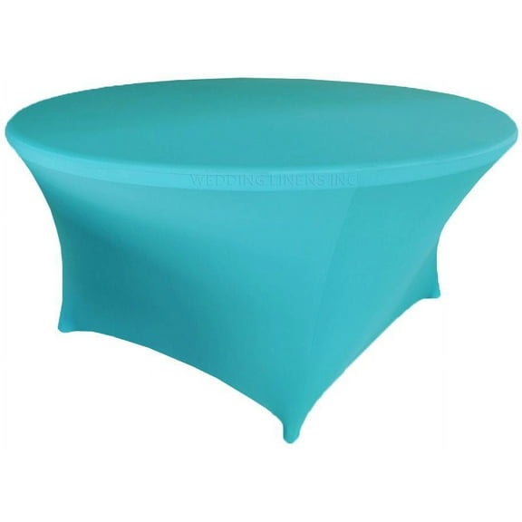Wedding Linens Inc. (200 GSM) Premium 4FT / 48" Round Spandex Stretch Fitted Table Cover Tablecloths - Turquoise