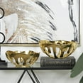 thumbnail image 2 of DecMode 13", 11"H Round Drip Gold Aluminum Metal Decorative Bowl with Open Frame Design, Set of 2, 2 of 12